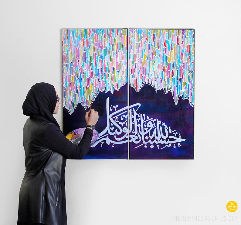 Abstract Islamic Wall Art Canvas Painting Islamic Etsy