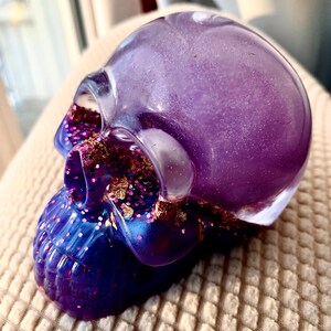 liquid core glitter skull shaker snowglobe. skull decor, Holographic Shaker Skull, fidget stim toy, magical glitter skull paperweight image 7