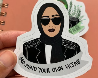 Islamic sticker, Bro mind your own Hijab sticker, hijabi laptop stickers, introvert, radical islam, Muslim Feminist Hijab Sticker