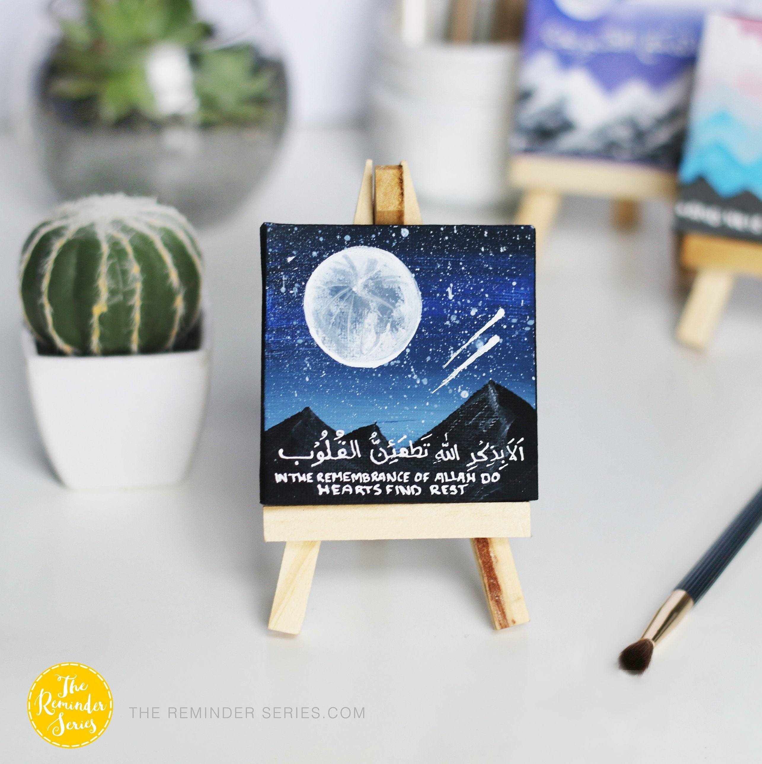 Islamic Moon & Stars Painting: Mini Canvas Art With Easel - Etsy