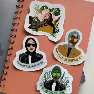 hijabi laptop stickers, Islamic sticker set, Muslim Feminist Hijab Sticker, mind your own hijab, Muslimah Stationary, muslim womens day image 8