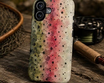 Rainbow Trout Phone Case for iPhone Samsung | Fishing Gift for Him | Colorful Trout Tough Case | River Angler Outdoor Phone Cover