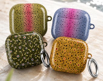 Fishing AirPods Case | Trout AirPods Pro Case with Carabiner, Fly Fishing Gift for Fisherman, Fish Earbud Cover | Fish Present for Her