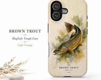Brown Trout Fishing Phone Case | Fisherman Gift for Him | MagSafe Angler Case | Fly Fishing River Art | iPhone Samsung Outdoor Cover