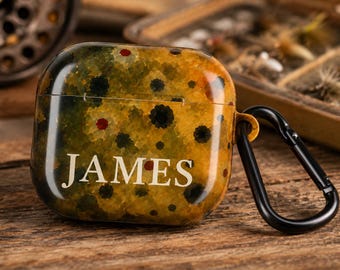 Personalized Trout AirPods Case | Brown Trout Fishing Gift | Custom Name AirPod Pro Cover | Fly Fishing Gift for Angler, Dad or Husband