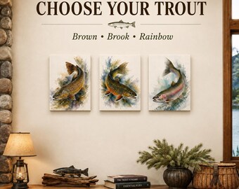 Fly Fishing Cabin Decor | Angler Lodge Artwork | River House Wall Decor | Fisherman Gift | Rustic Mountain Retreat Sporting Lodge Decor Art