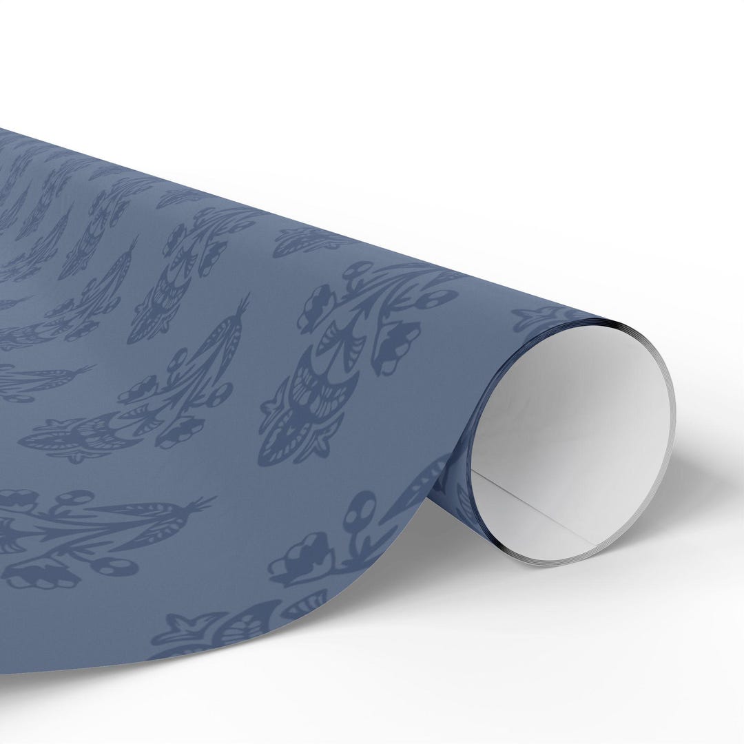 Blue Block Print Wrapping Paper Etsy