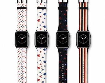 Patriotic Apple Watch Band | Red White Blue Watch Strap | USA Flag Inspired Band | Fourth of July Accessory | Americana Smartwatch Band