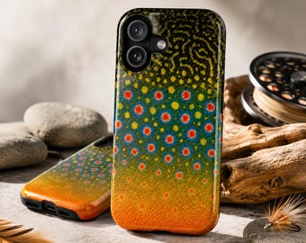 Brook Trout Phone Case | Fly Fishing Gift for Men | Magnetic Tough Case for iPhone & Samsung | Speckled Fish Skin Design