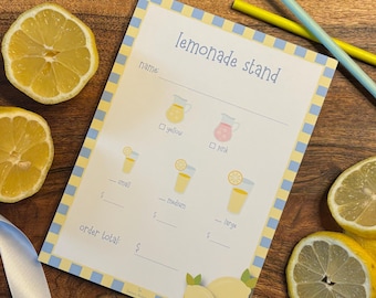 Pretend Play Lemonade Stand Notepad for Kids | 5x7 | 50 Pages