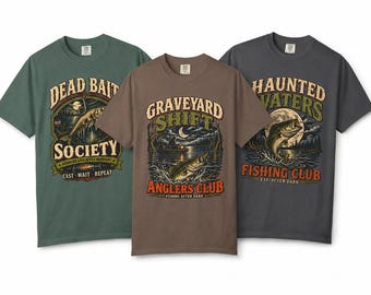 Fishing Club Shirt for Men | Retro Bass Angler Tee | Spooky Fisherman Halloween Shirt | After Dark Fishing Gift | Comfort Colors Tee