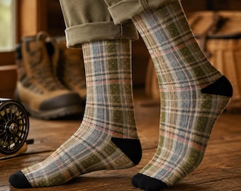 Trout Fishing Socks for Men | Rainbow Trout, Steelhead, Brown & Brook Trout Pattern | Fly Fishing Gift for Fisherman or Angler