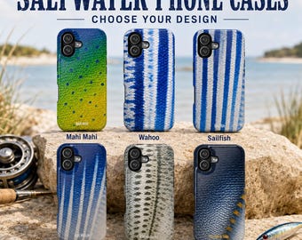 Saltwater Fishing Phone Case | Mahi Mahi Wahoo Tuna Marlin Sailfish | Deep Sea Offshore Fisherman Gift for Men Fishing Case