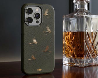 Fly Fishing Phone Case Trout Angler Gift | Fishing Lure Pattern Case for iPhone Samsung | Fisherman Gift Idea Outdoorsman Covers