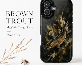 Brown Trout Phone Case | MagSafe Fishing iPhone Case | Fly Fishing Gift for Angler | Watercolor Fish Case for iPhone & Samsung