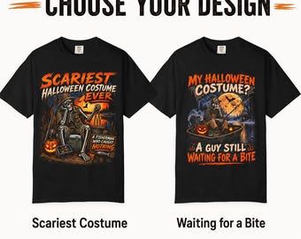 Halloween Fishing Shirt for Men | Skeleton Fisherman Tee | Easy Halloween Costume | Funny Fishing Gift for Dad | Comfort Colors
