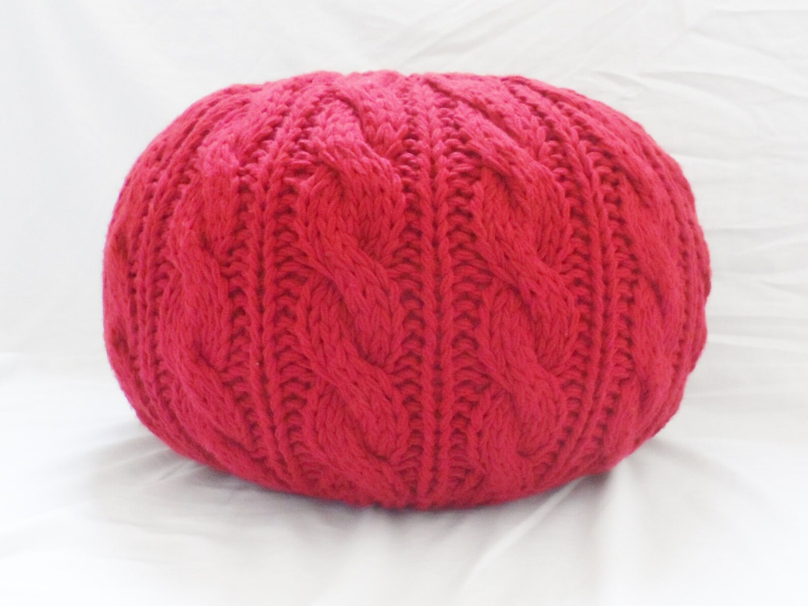 Cable and Rib Knit Pouf Ottoman Pouf Shell Knit Pouf Shell Nursery