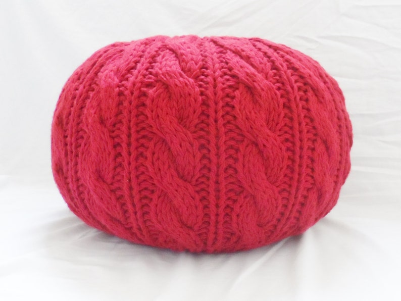 Made to Order Nursery Pouf Cable and Rib Knit Pouf Ottoman Pouf Shell Knit Pouf Shell