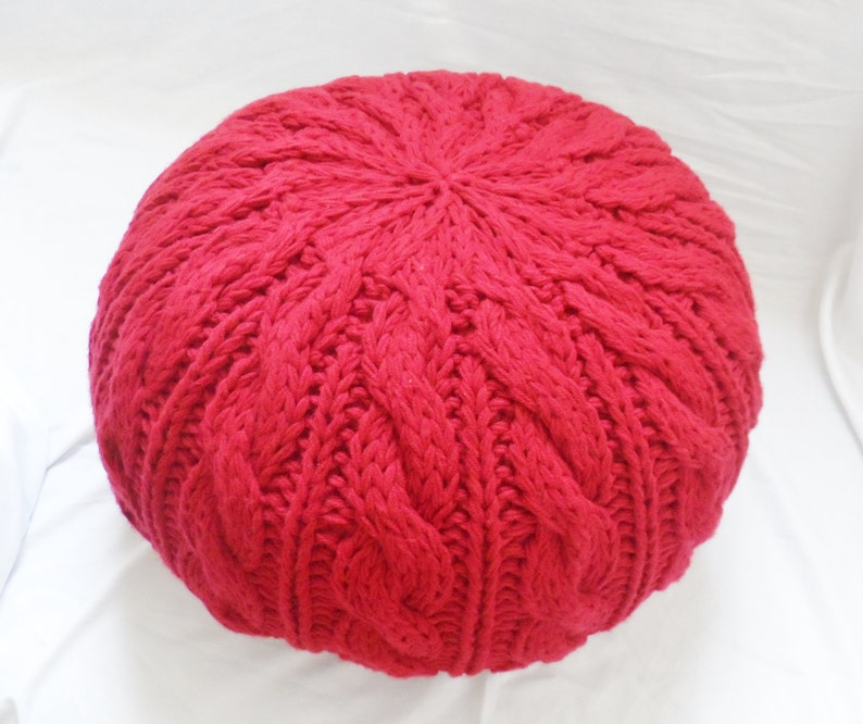 Made to Order Nursery Pouf Cable and Rib Knit Pouf Ottoman Pouf Shell Knit Pouf Shell