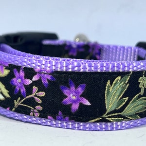Dog Collar and Leash Purple Floral (sold separately), adjustable, sizes Mini-XL