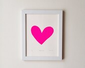 NEON LOVE:  Ready to Hang Print of Hand-Drawn Neon Pink Heart