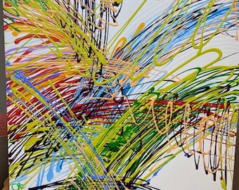 Seagrass At Sunset An Original Abstract Fluid Acrylic Painting on Canvas