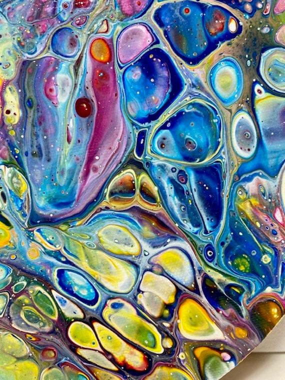 Blue Jewels an Original Abstract Fluid Acrylic Pour Painting Etsy