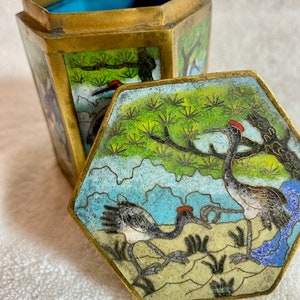 Cloisonne Lidded Box: Unique Six-Sided Design