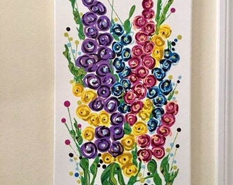 Hollyhocks Blast  An Original, Fluid Acrylic Painting, Jane Crabtree