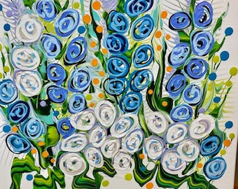 Bonnie Blue Bells An Original Abstract Acrylic Floral Painting