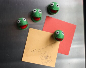 Felted Fridge Magnet, Frog - Magnet Inside