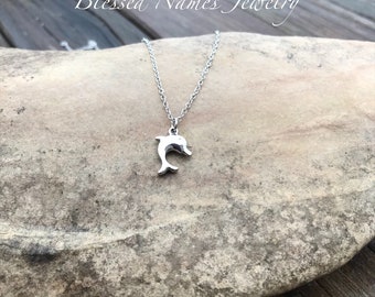 Dolphin necklace, solid stainless steel, dolphin jewelry, Dolphin lover gift