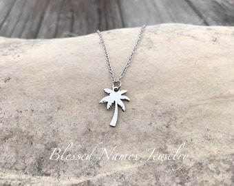 Palm tree necklace, Palm Tree, stainless steel, simple, beach necklace