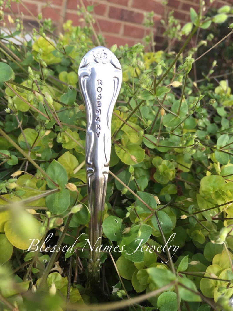 Silverware garden markers, herb garden markers, hand stamped stainless steel, silverware, custom spoon image 3