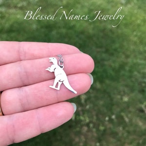 Dinosaur Necklace, mamasaurus, stainless steel, will not tarnish, can be personalized with name
