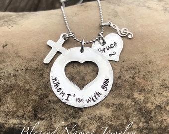 Always in my heart personalized with name, angel wing and custom charm memory necklace