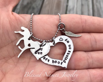 Horse necklace, in memory of horse, Personalized horse charm, loss of horse, bereavement, you left hoof prints on my heart