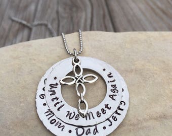 Hand Stamped Stainless Steel, Until We Meet Again, in Memory, necklace, mom, dad, brother, condolence, memory,