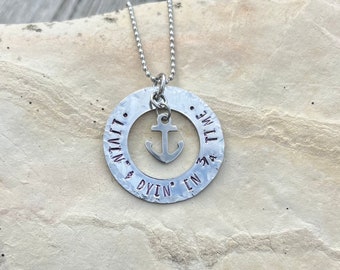 Jimmy Buffett necklace, Living and dying in 3/4 time, birthday gift, pirate, parrothead, three quarter time