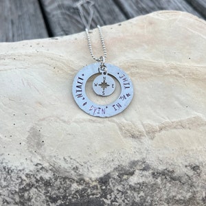 Jimmy Buffett necklace, Living and dying in 3/4 time, birthday gift, pirate, parrothead, three quarter time Compass