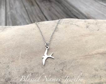 Sparrow necklace, dainty, solid stainless steel, bird necklace, sparrow jewelry