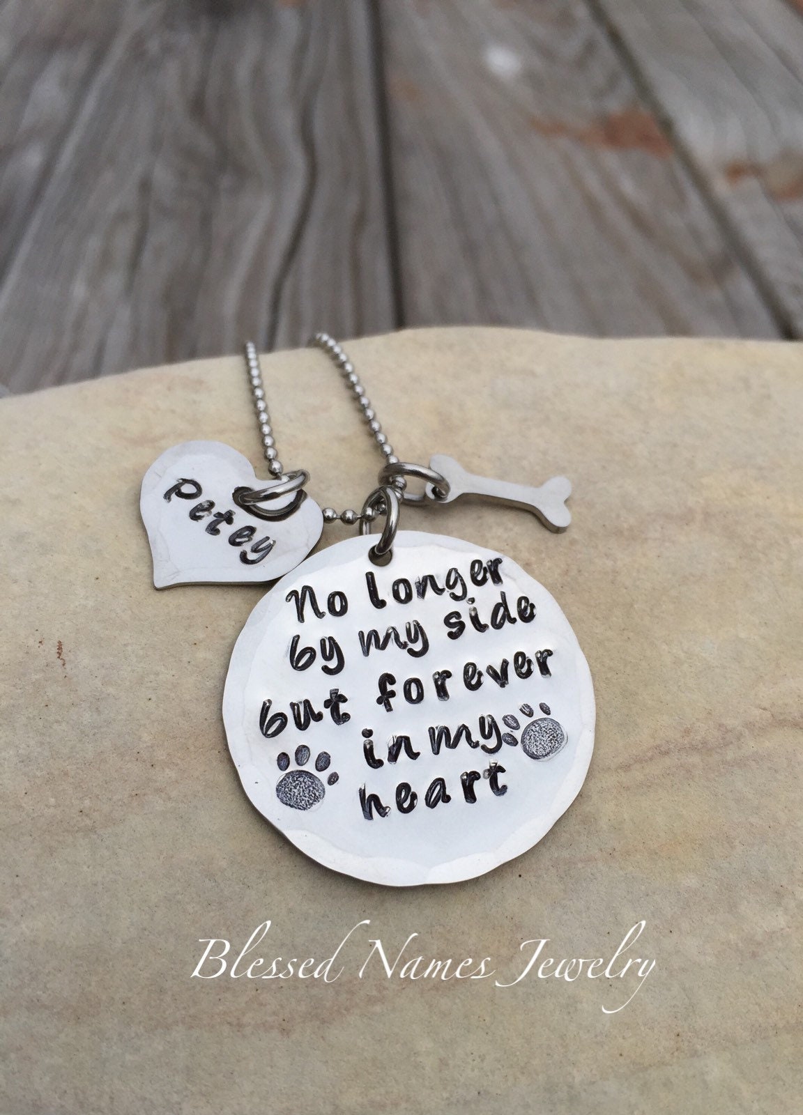 No Longer by My Side but Forever in My Heart Necklace Pet Loss