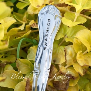 Silverware garden markers, herb garden markers, hand stamped stainless steel, silverware, custom spoon knife