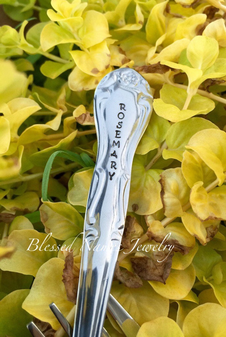 Silverware garden markers, herb garden markers, hand stamped stainless steel, silverware, custom spoon knife