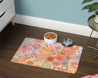 Pet Food Mat Happy Colors Collection  (12x18)