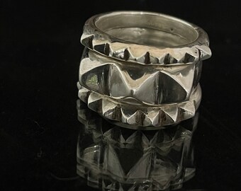 Sterling silver 3 stud PERO stud ring modern stackable statement
