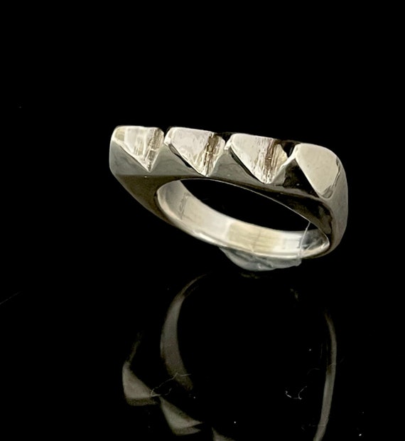 Sterling silver 3 stud PERO stud ring modern stackable statement