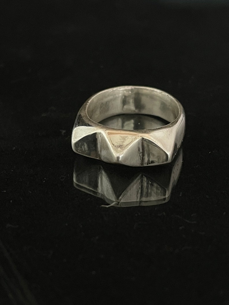 Sterling silver 3 stud PERO stud ring modern stackable statement