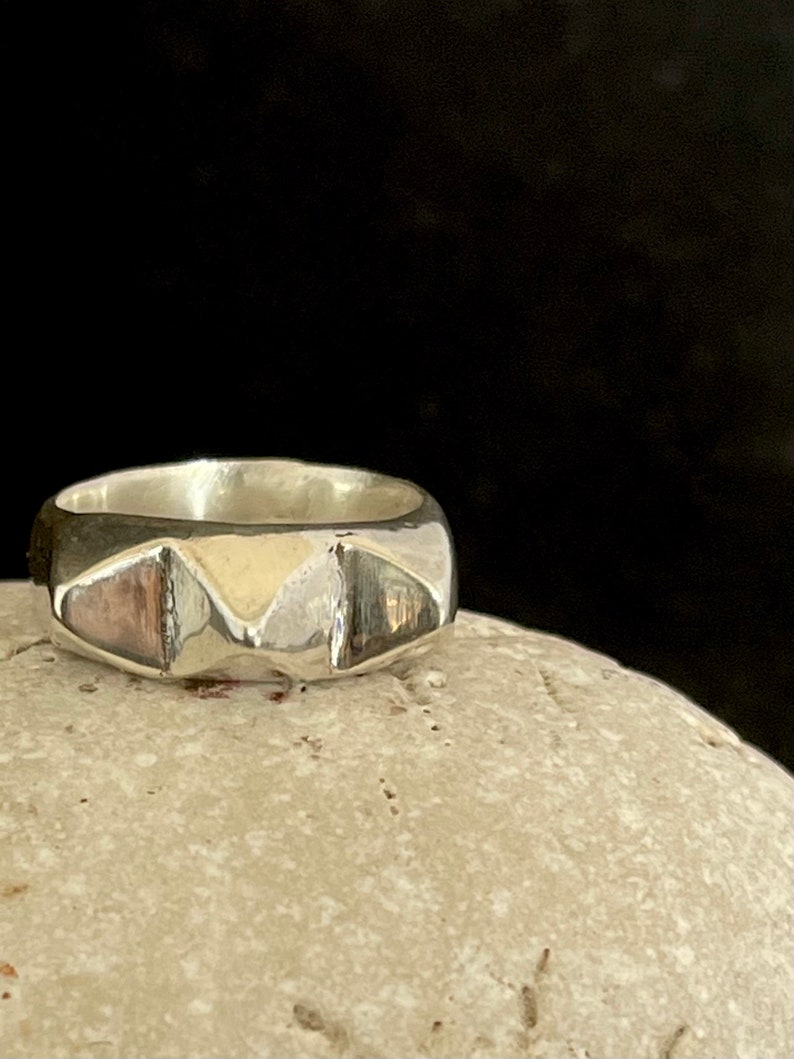 Sterling silver 3 stud PERO stud ring modern stackable statement