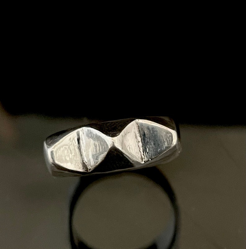 Sterling silver 3 stud PERO stud ring modern stackable statement